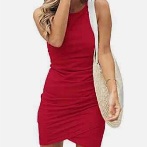 2023 SummerSleeveless Tank Dress. Slim Fit Crew Neckline. Slimming. - Picture 2 of 6